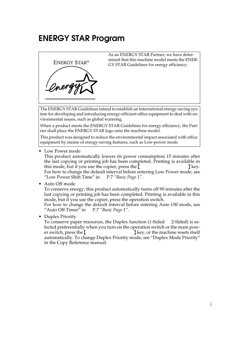 Energy star program | Savin 5502 User Manual | Page 5 / 27
