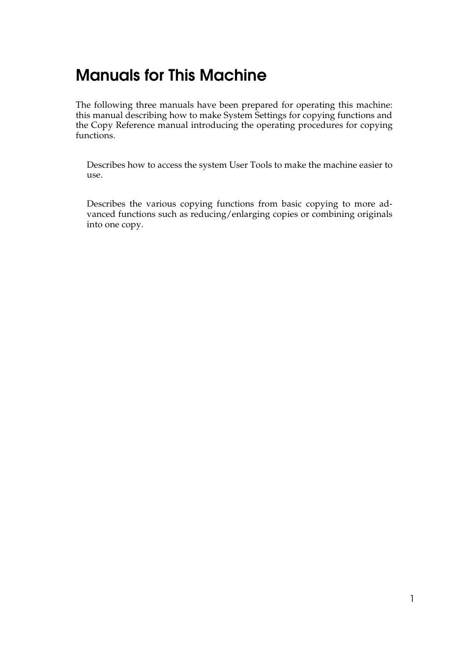 Manuals for this machine | Savin 5502 User Manual | Page 9 / 27
