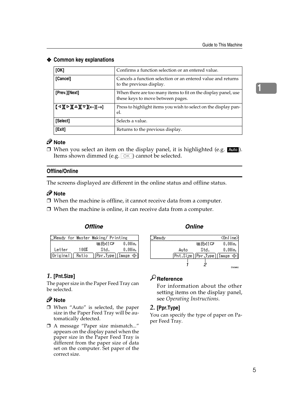 Offline/online | Savin RCP40 User Manual | Page 11 / 46