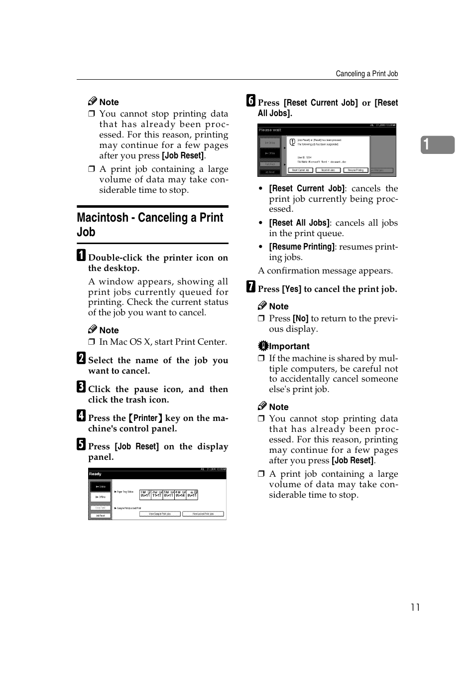 Macintosh - canceling a print job | Savin 2027 User Manual | Page 15 / 78