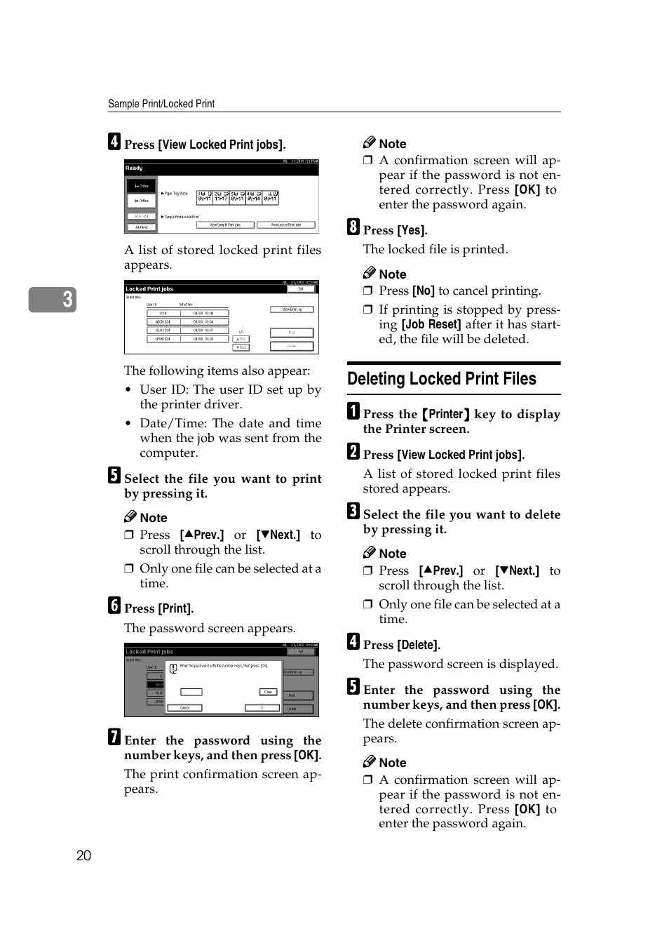 Deleting locked print files | Savin 2027 User Manual | Page 24 / 78