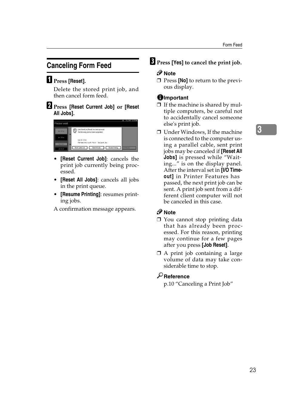 Canceling form feed | Savin 2027 User Manual | Page 27 / 78