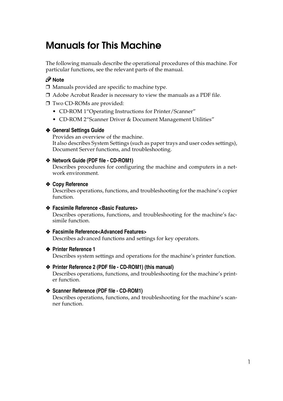 Manuals for this machine | Savin 2027 User Manual | Page 5 / 78
