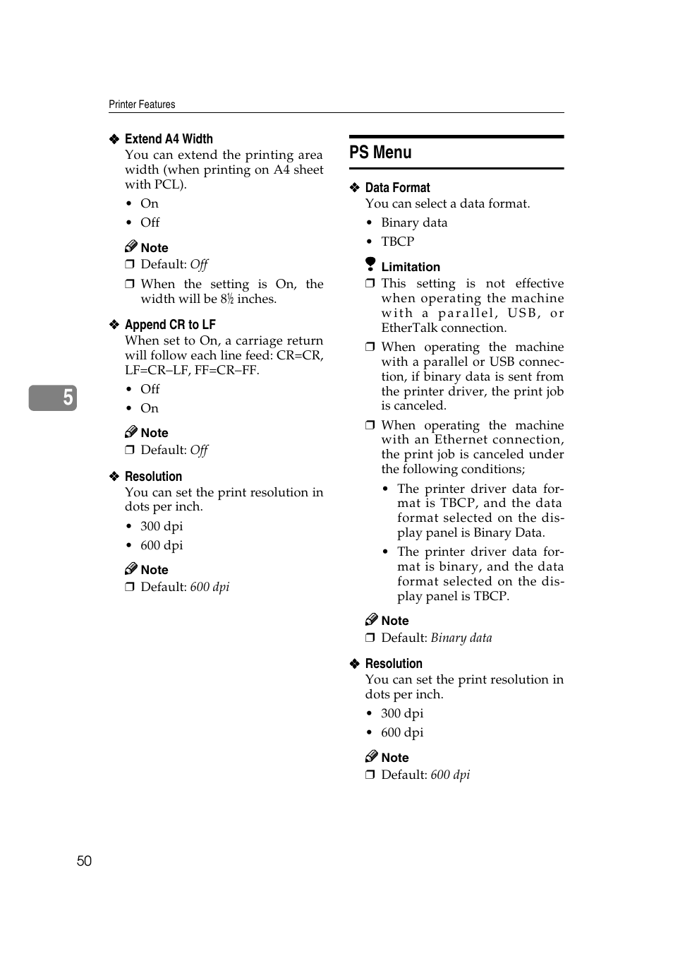 Ps menu, Ee p.50 “ps menu, P.50 “ps menu | Savin 2027 User Manual | Page 54 / 78
