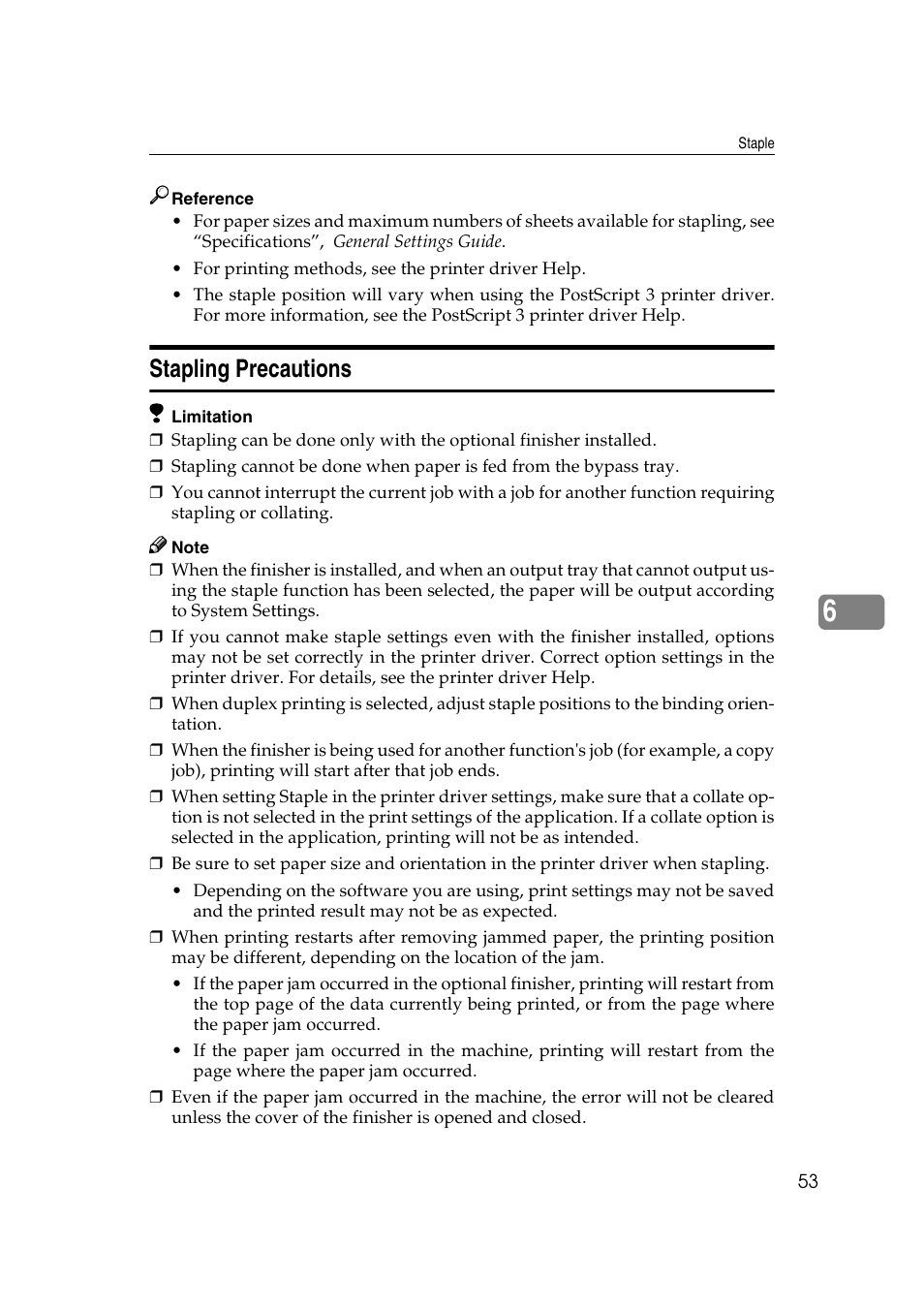 Stapling precautions | Savin 2027 User Manual | Page 57 / 78