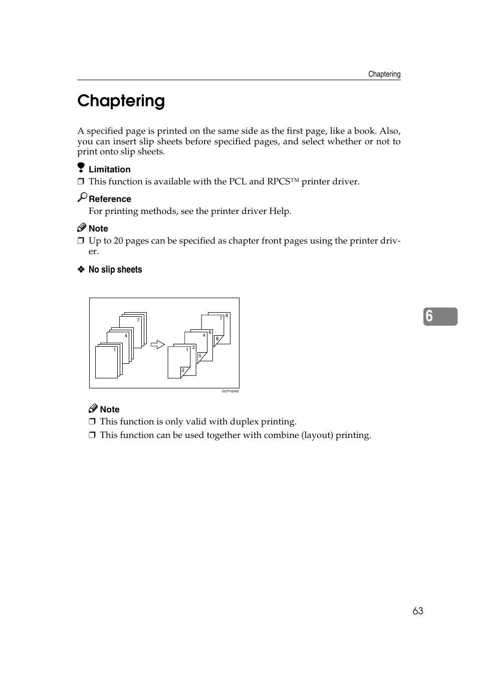 Chaptering, 6chaptering, No slip sheets | Savin 2027 User Manual | Page 67 / 78