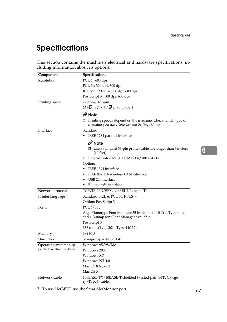 Specifications, 6specifications | Savin 2027 User Manual | Page 71 / 78