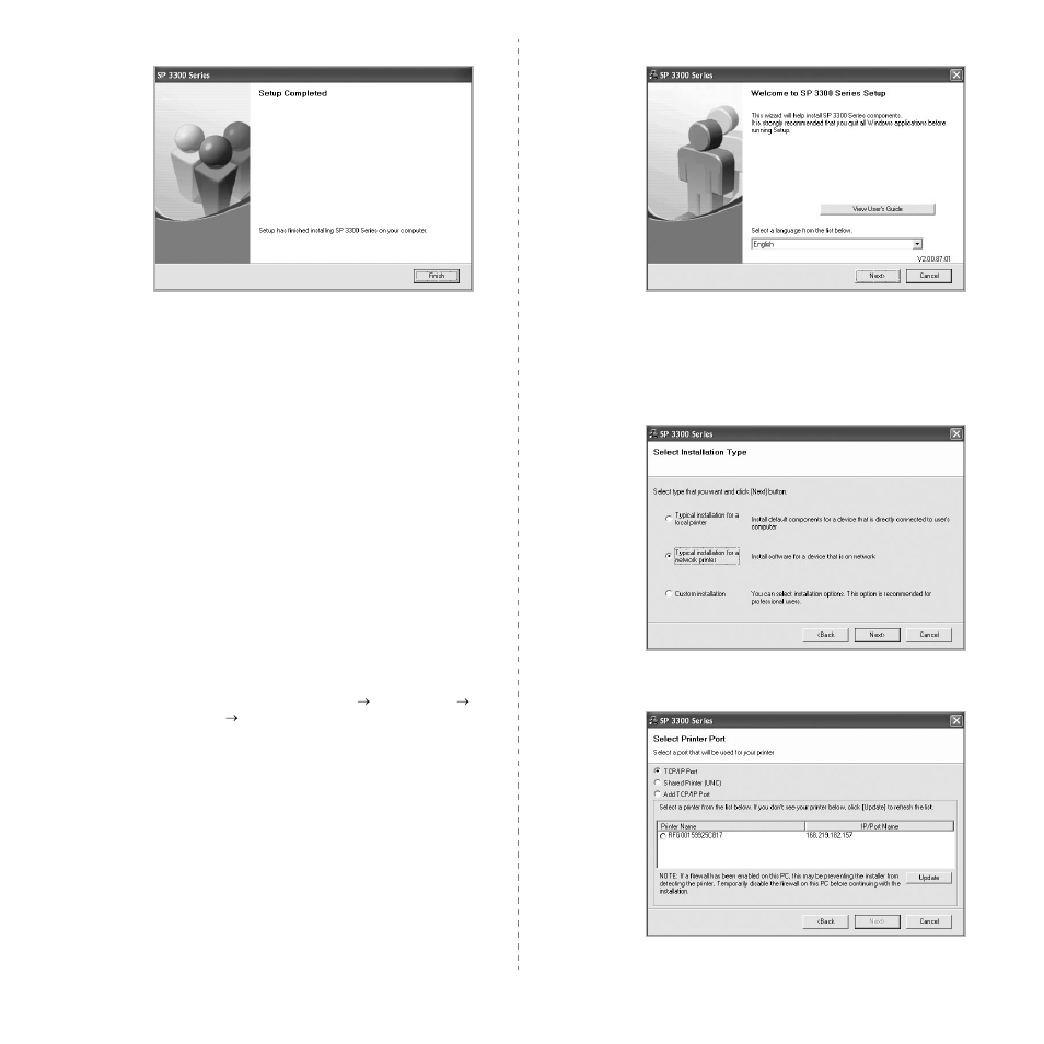 Installing software for network printing | Savin SP 3300 Series User Manual | Page 52 / 101