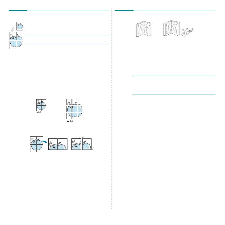 Printing posters, Printing booklets | Savin SP 3300 Series User Manual | Page 64 / 101