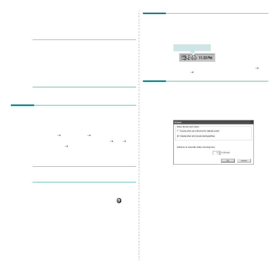 Using utility applications, Using printer settings utility, Using onscreen help | Opening the troubleshooting guide, Changing the status monitor program settings | Savin SP 3300 Series User Manual | Page 70 / 101