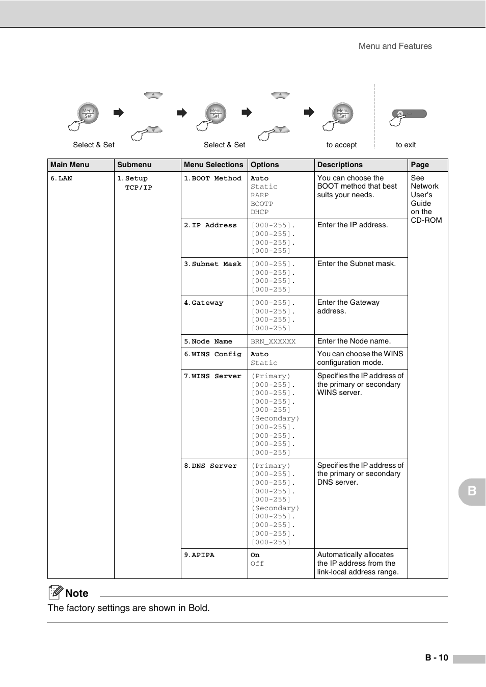 The factory settings are shown in bold | Savin SPC210SF User Manual | Page 112 / 176
