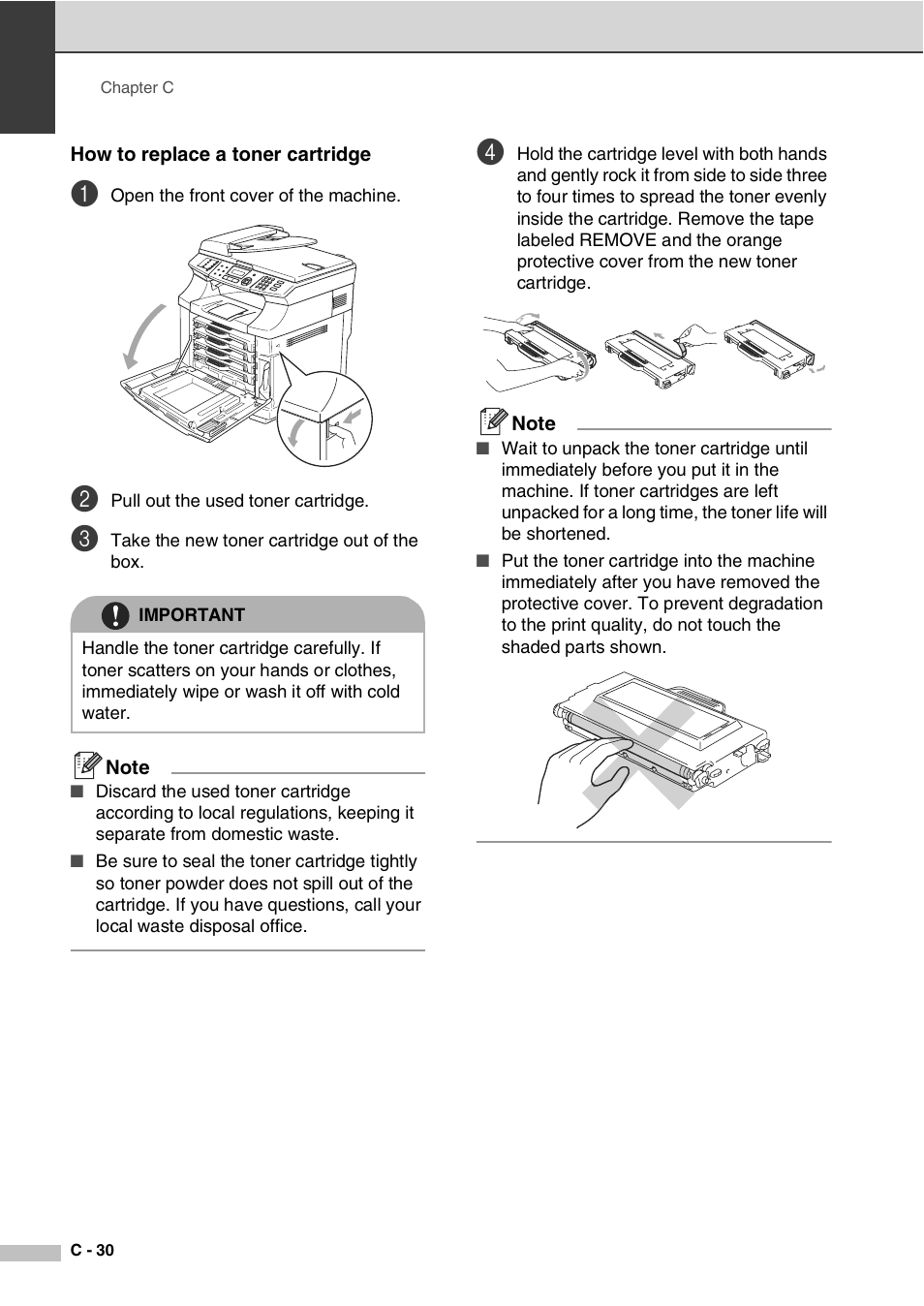 How to replace a toner cartridge | Savin SPC210SF User Manual | Page 147 / 176