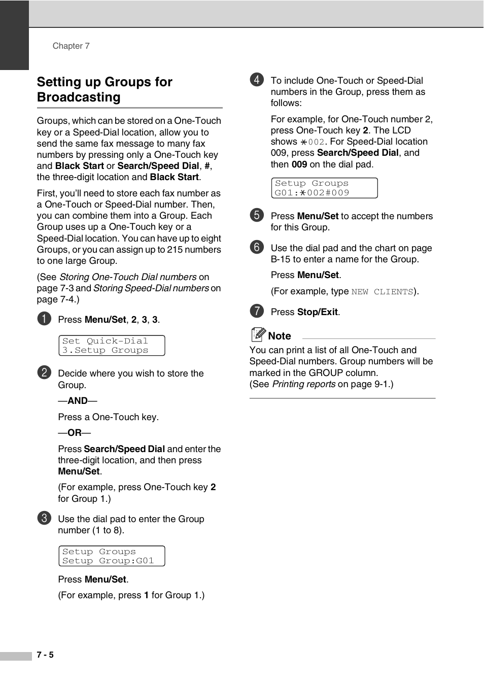 Setting up groups for broadcasting, Setting up groups for broadcasting -5 | Savin SPC210SF User Manual | Page 65 / 176