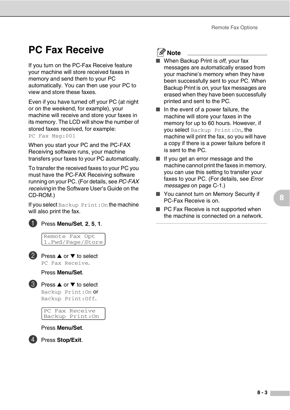Pc fax receive, Pc fax receive -3 | Savin SPC210SF User Manual | Page 72 / 176