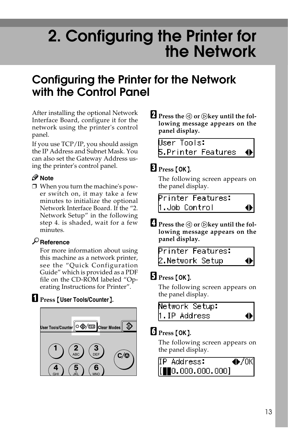Configuring the printer for the network | Savin 1013 User Manual | Page 21 / 90