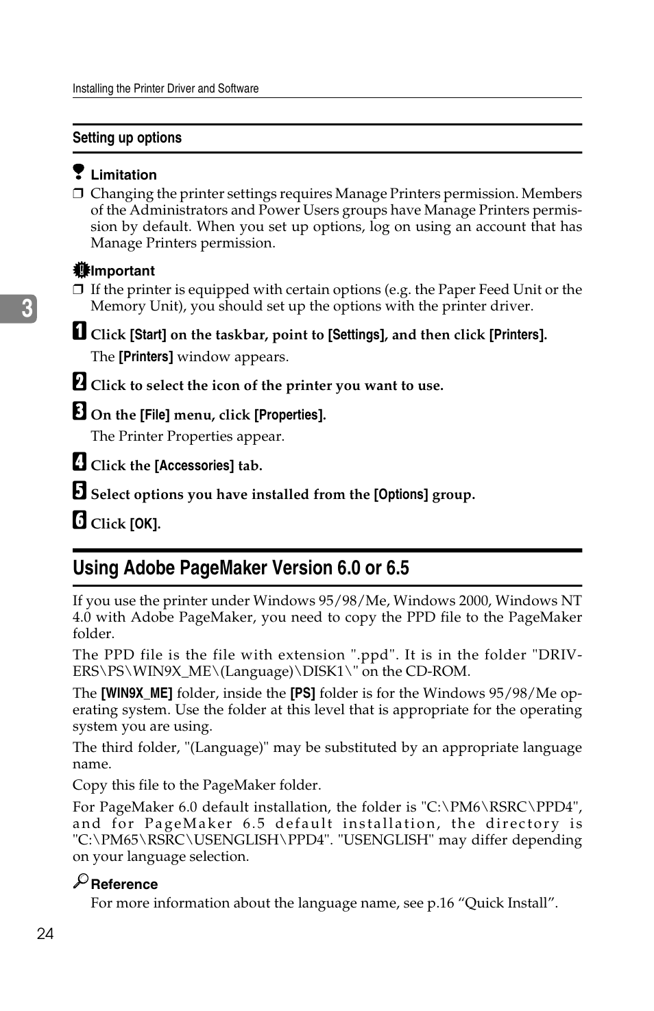 Using adobe pagemaker version 6.0 or 6.5 | Savin 1013 User Manual | Page 32 / 90
