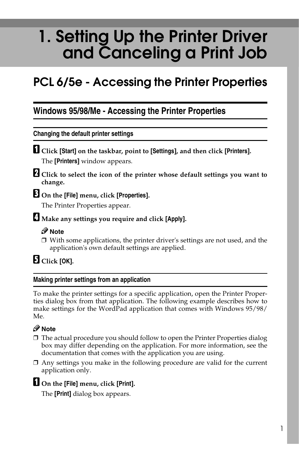 Pcl 6/5e - accessing the printer properties | Savin 1013 User Manual | Page 43 / 90