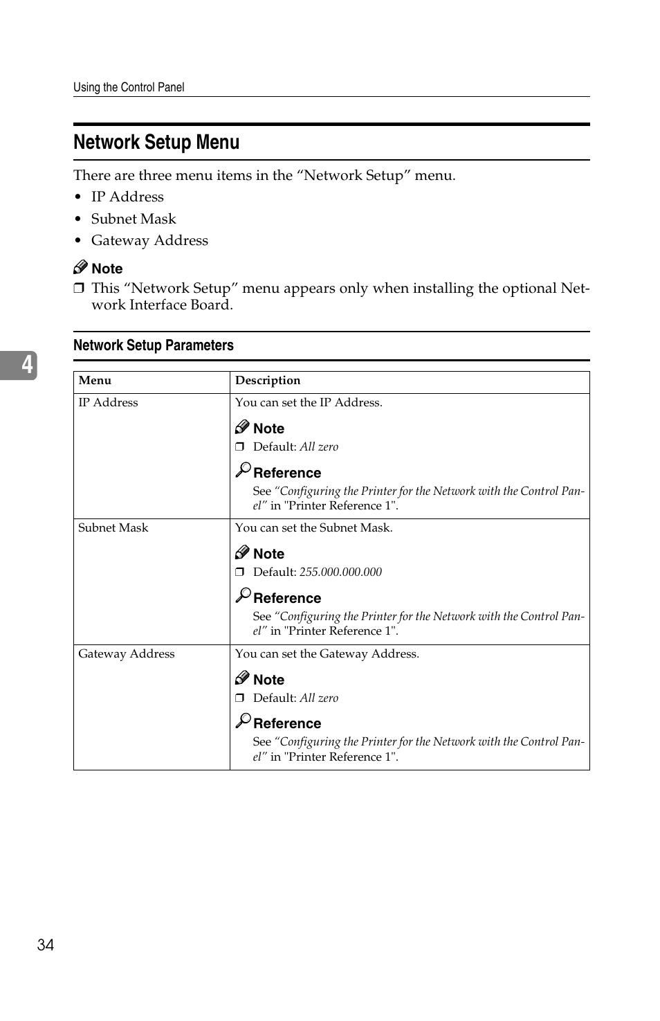 Network setup menu | Savin 1013 User Manual | Page 76 / 90