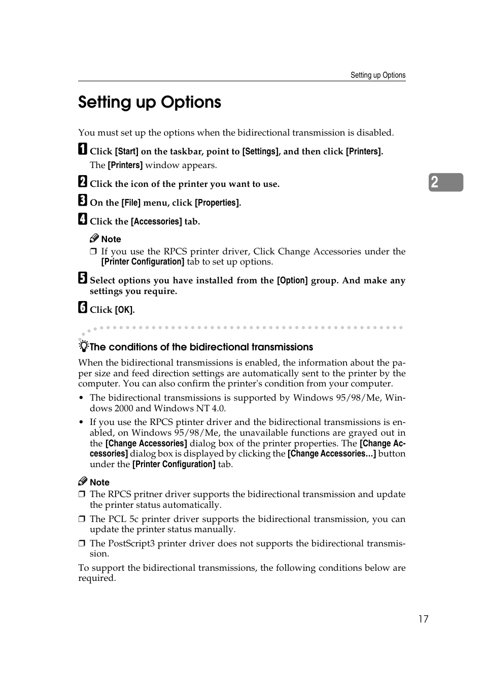 Setting up options, 2setting up options | Savin SLP 38c SLP38C User Manual | Page 23 / 54