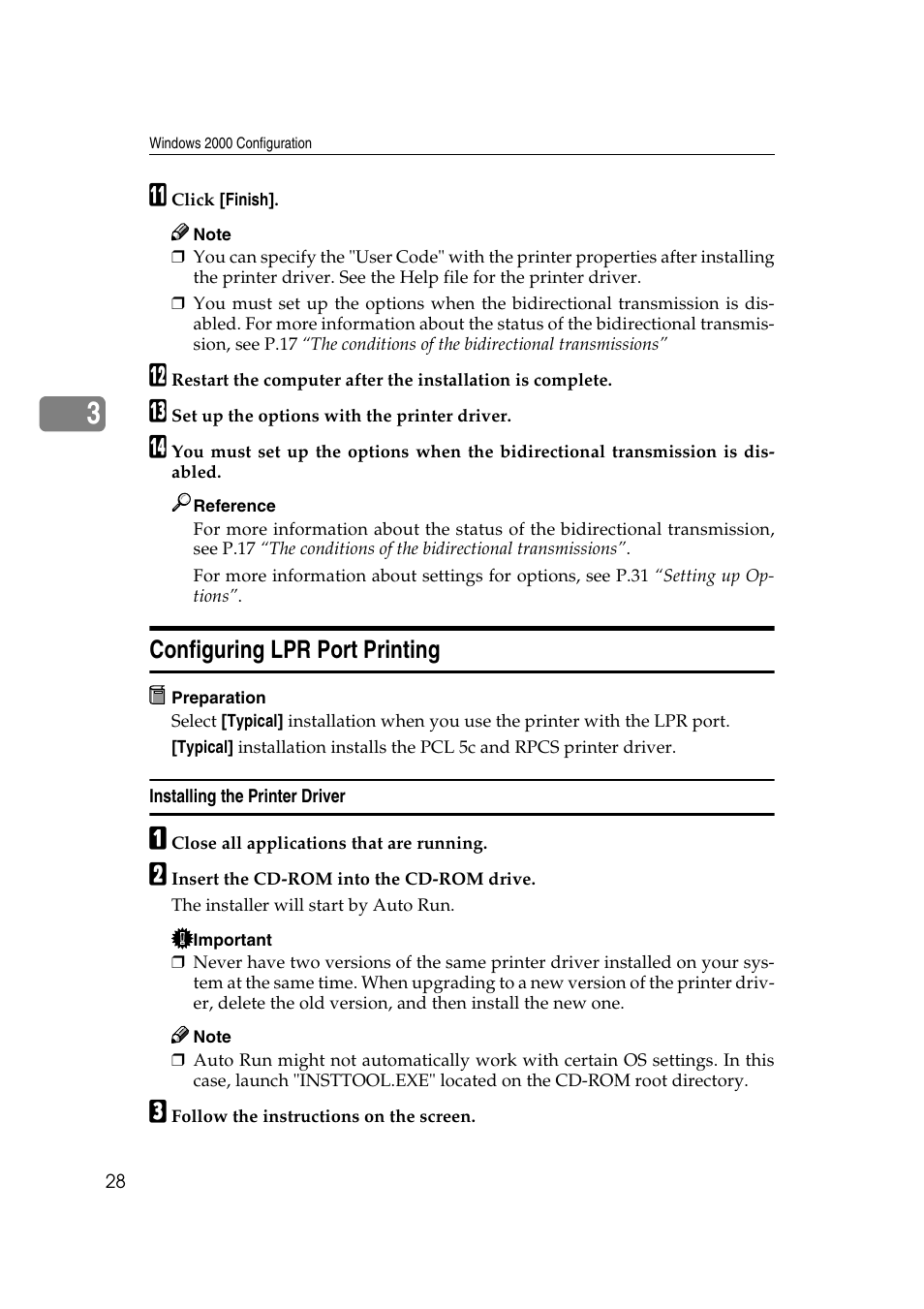 Configuring lpr port printing, Installing the printer driver | Savin SLP 38c SLP38C User Manual | Page 34 / 54