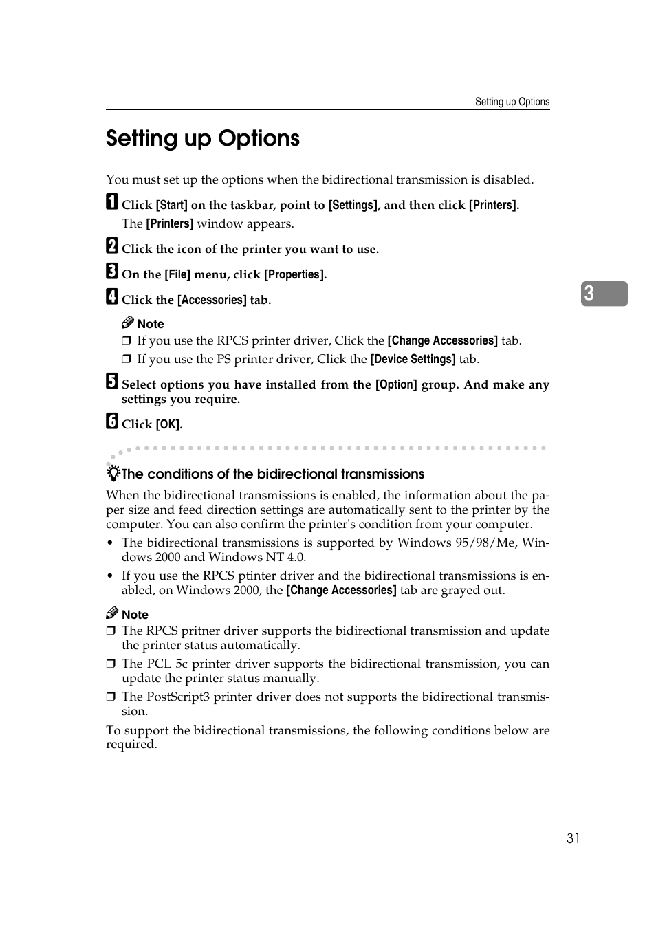 Setting up options, 3setting up options | Savin SLP 38c SLP38C User Manual | Page 37 / 54