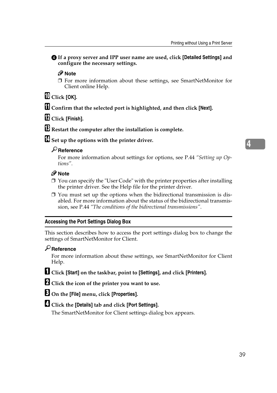 Accessing the port settings dialog box | Savin SLP 38c SLP38C User Manual | Page 45 / 54