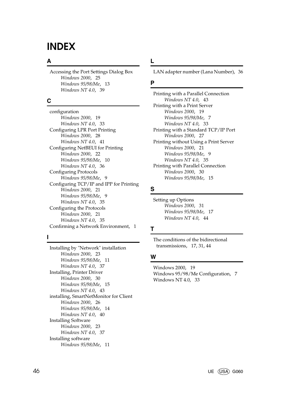 Index | Savin SLP 38c SLP38C User Manual | Page 52 / 54