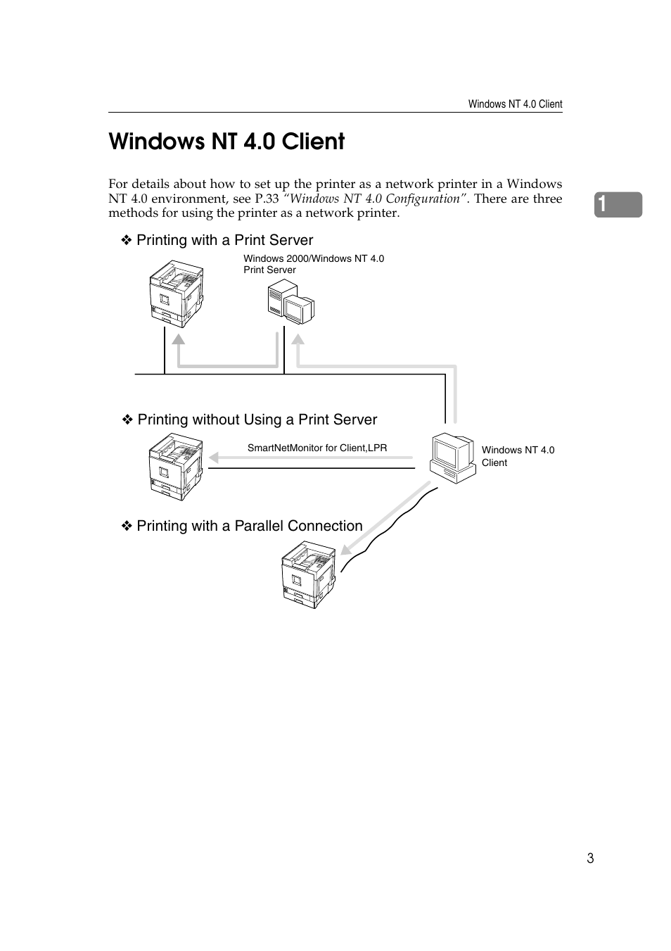 Windows nt 4.0 client, 1windows nt 4.0 client | Savin SLP 38c SLP38C User Manual | Page 9 / 54