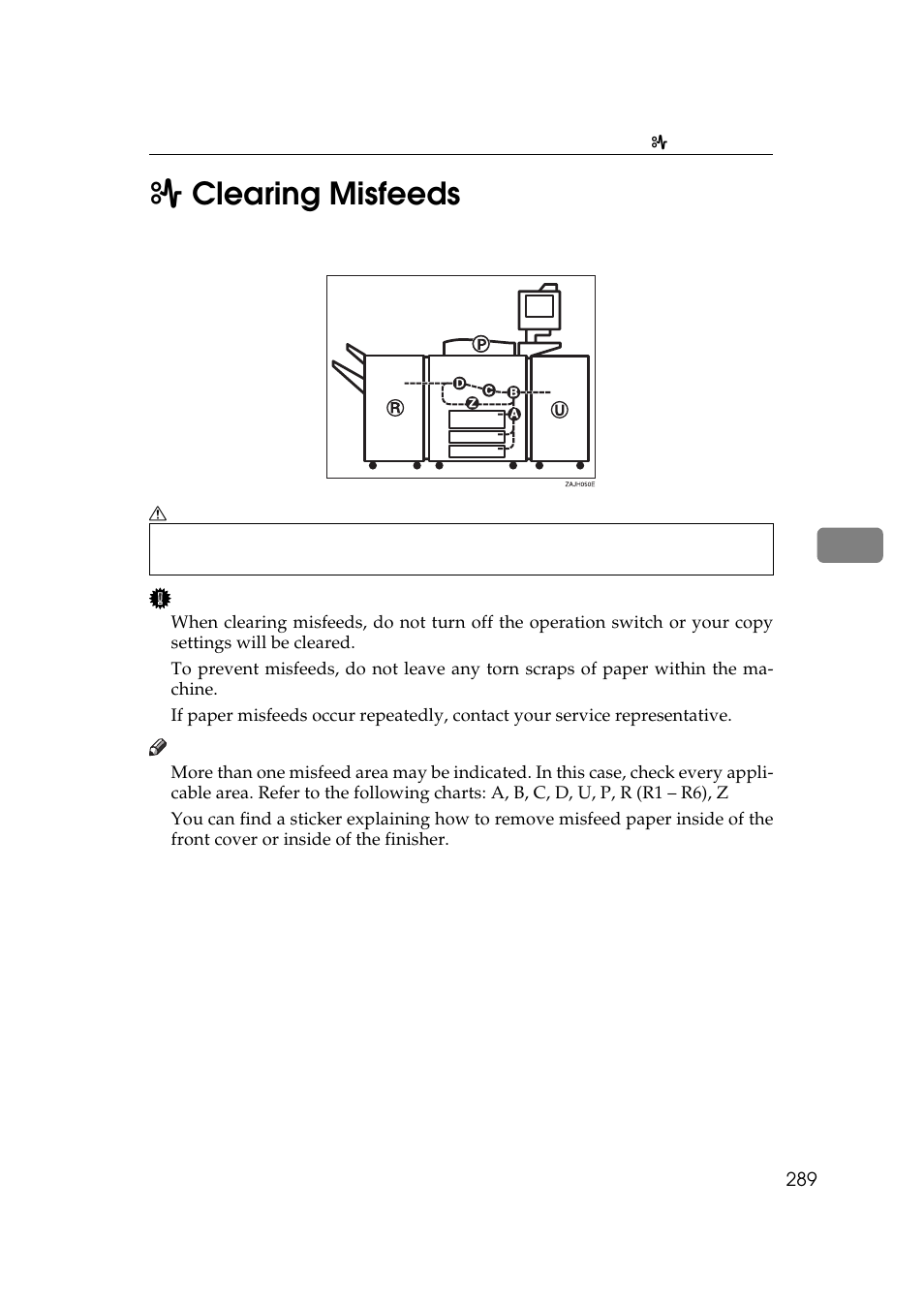 5x clearing misfeeds | Savin 25105 User Manual | Page 26 / 91