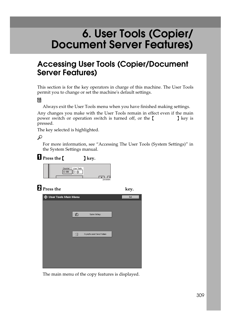 User tools (copier/ document server features) | Savin 25105 User Manual | Page 46 / 91
