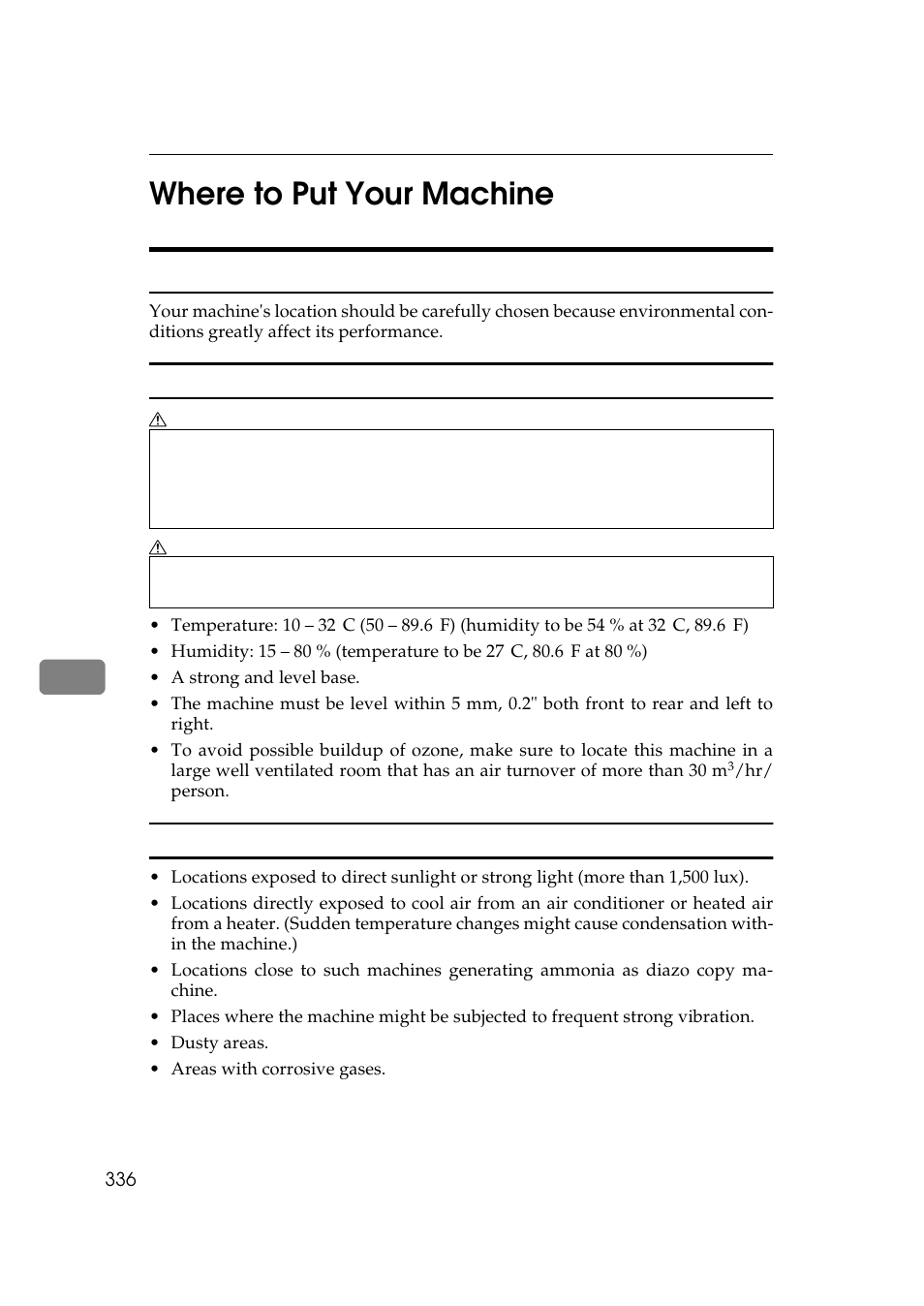 7where to put your machine, Machine environment | Savin 25105 User Manual | Page 73 / 91