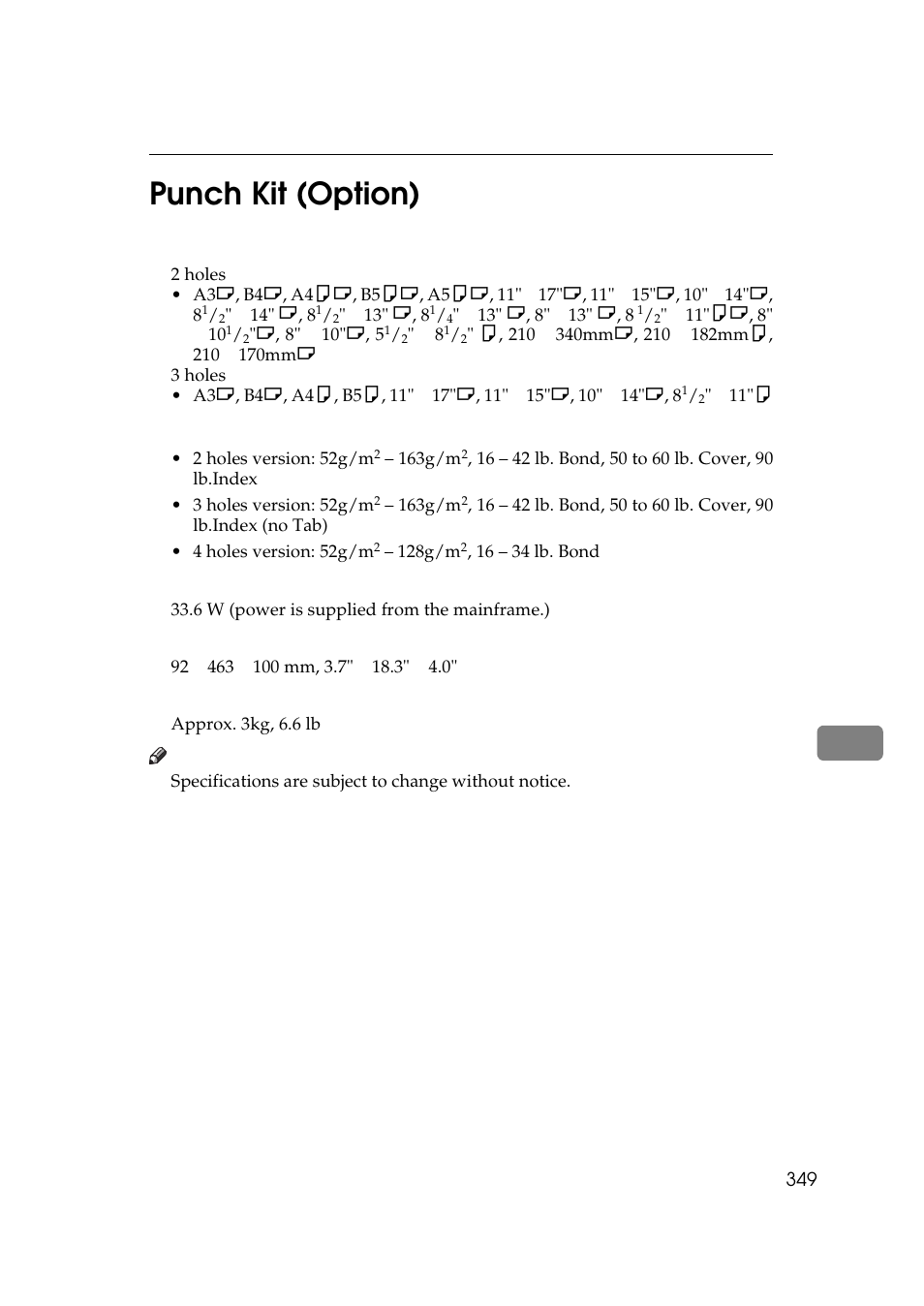 8punch kit (option) | Savin 25105 User Manual | Page 86 / 91