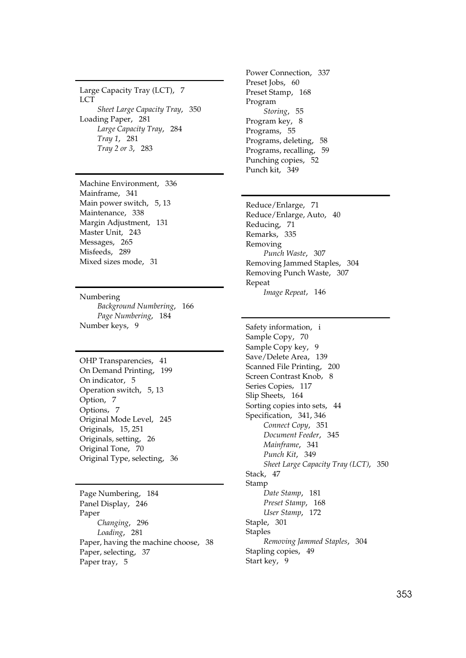 353 l | Savin 25105 User Manual | Page 90 / 91