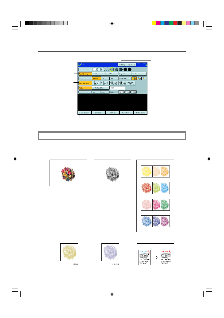 Function summary, Selecting the color, Full color black & white single color | User color scanned color twin color | Savin SDC410 User Manual | Page 27 / 137