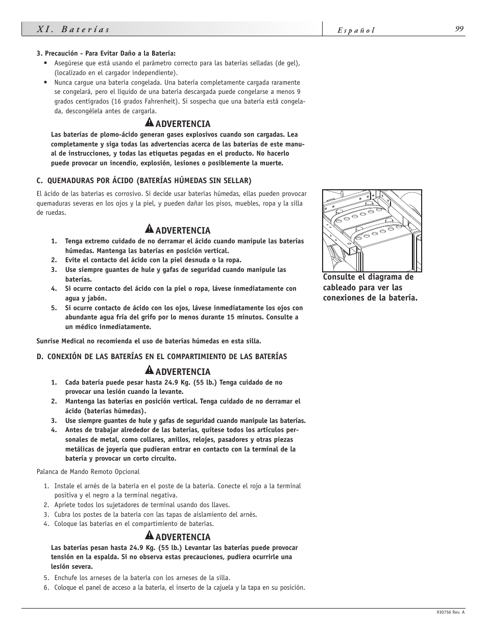 Advertencia | Sunrise Medical Aspire F11 User Manual | Page 100 / 108