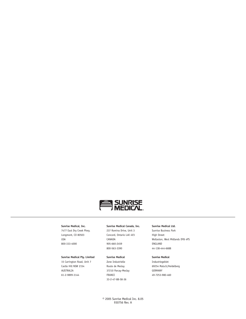 Sunrise Medical Aspire F11 User Manual | Page 108 / 108