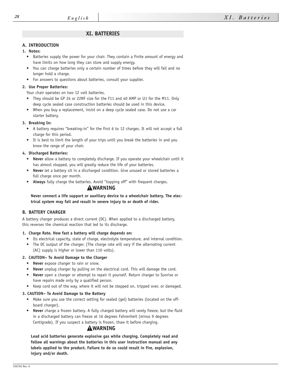 Xi. batteries | Sunrise Medical Aspire F11 User Manual | Page 29 / 108