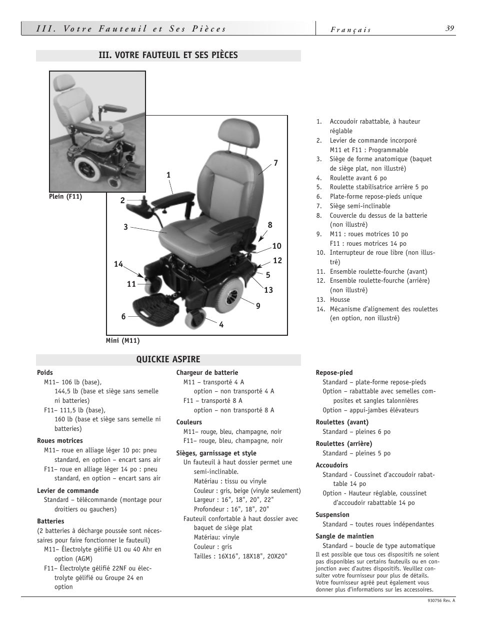 Quickie aspire | Sunrise Medical Aspire F11 User Manual | Page 40 / 108
