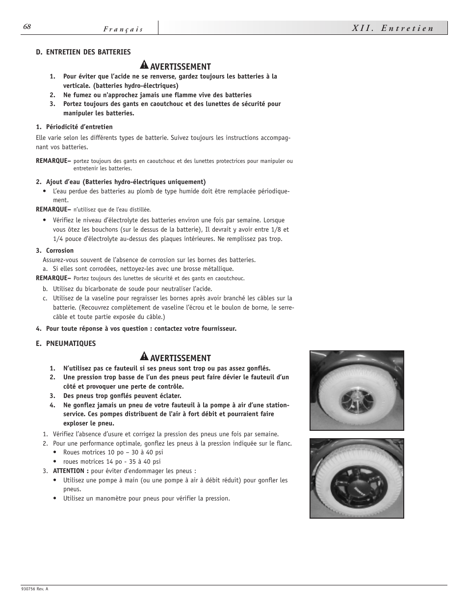Avertissement | Sunrise Medical Aspire F11 User Manual | Page 69 / 108