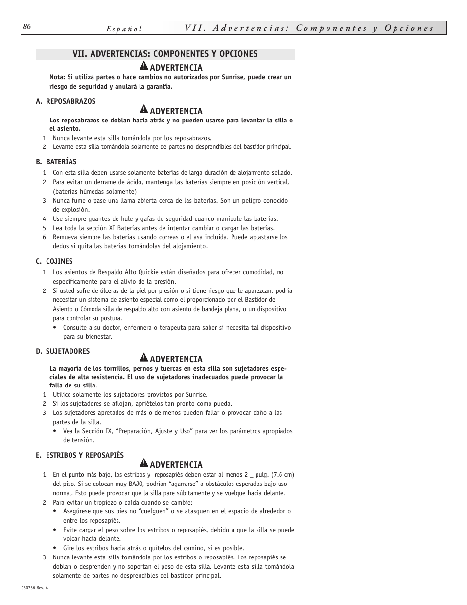 Sunrise Medical Aspire F11 User Manual | Page 87 / 108