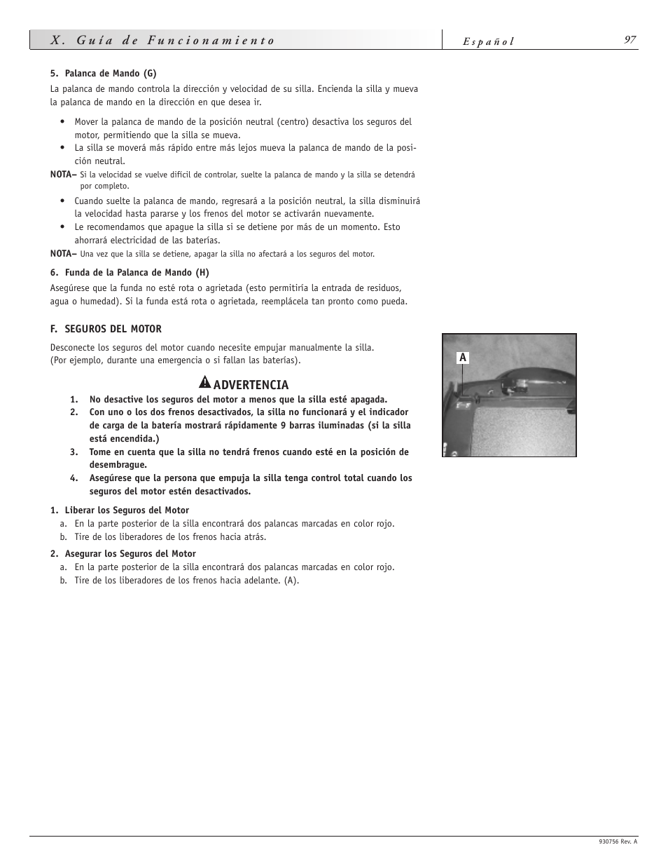 Advertencia | Sunrise Medical Aspire F11 User Manual | Page 98 / 108