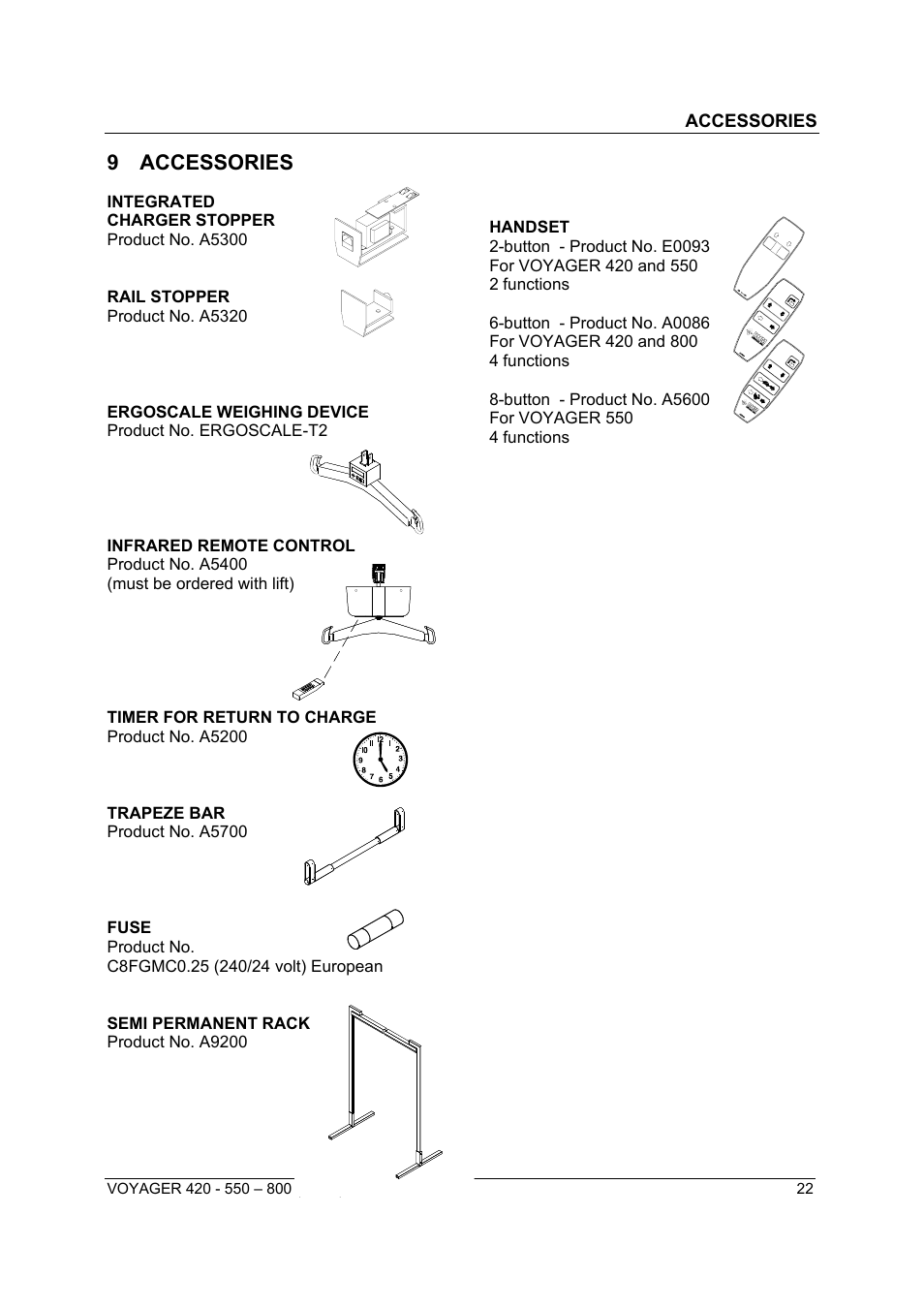 9 accessories | Sunrise Medical Series 550 User Manual | Page 22 / 26