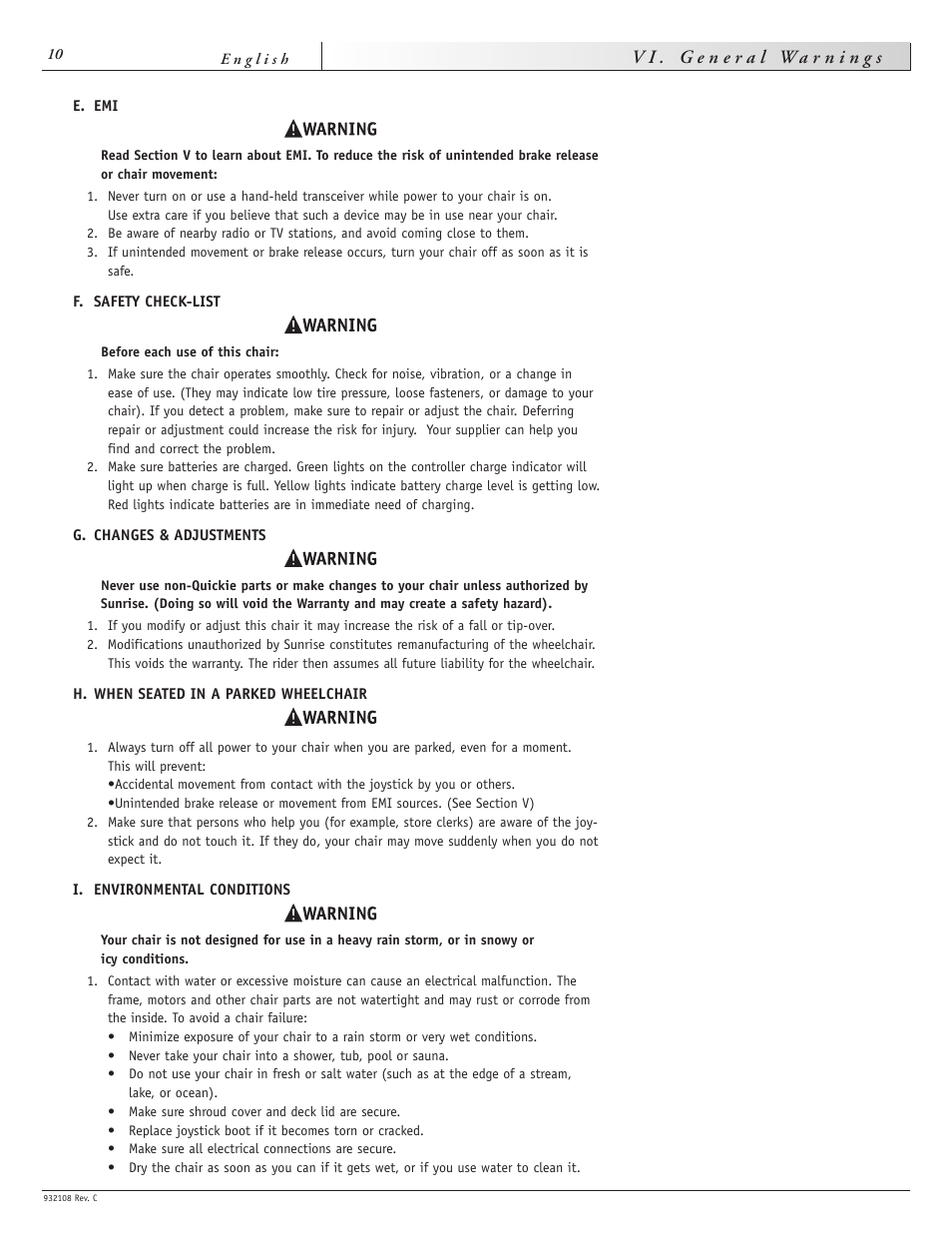Sunrise Medical QUICKIE S-11 User Manual | Page 10 / 34
