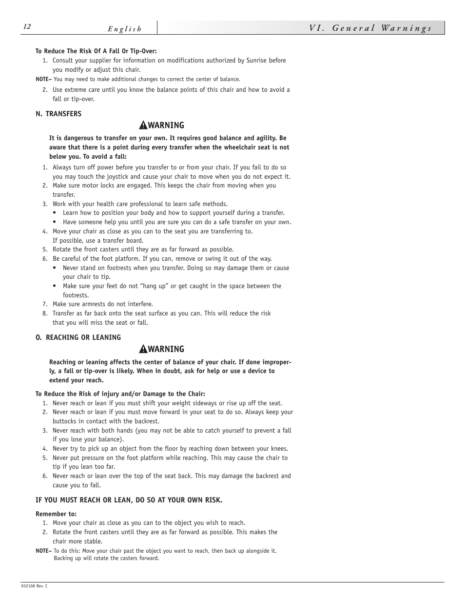 Sunrise Medical QUICKIE S-11 User Manual | Page 12 / 34