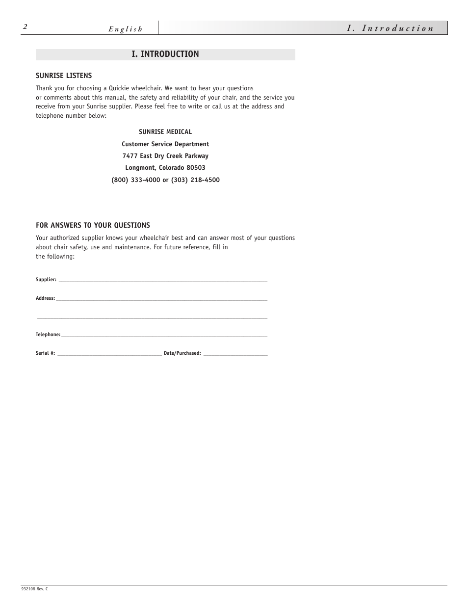 Sunrise Medical QUICKIE S-11 User Manual | Page 2 / 34