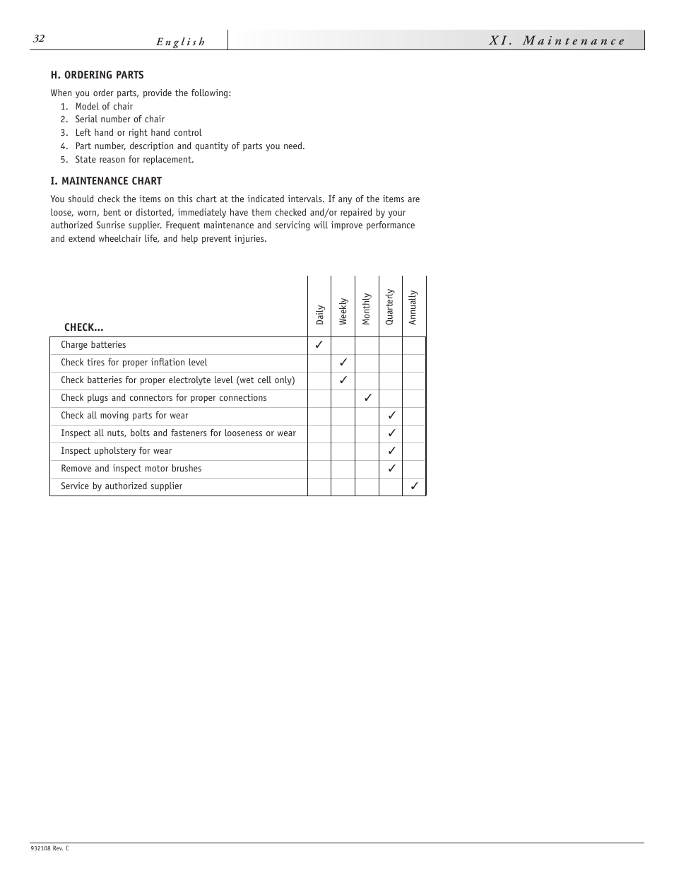 Sunrise Medical QUICKIE S-11 User Manual | Page 32 / 34