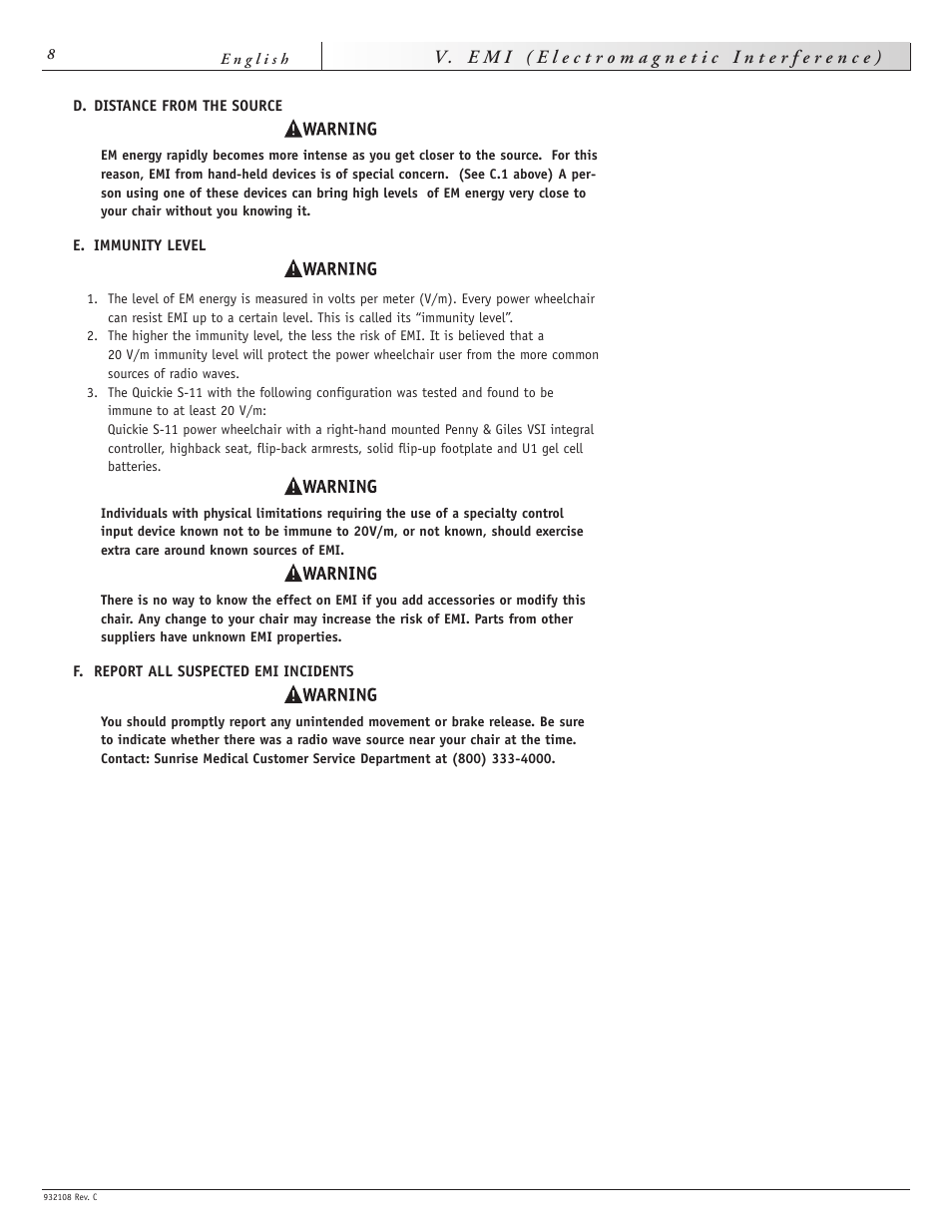 Sunrise Medical QUICKIE S-11 User Manual | Page 8 / 34