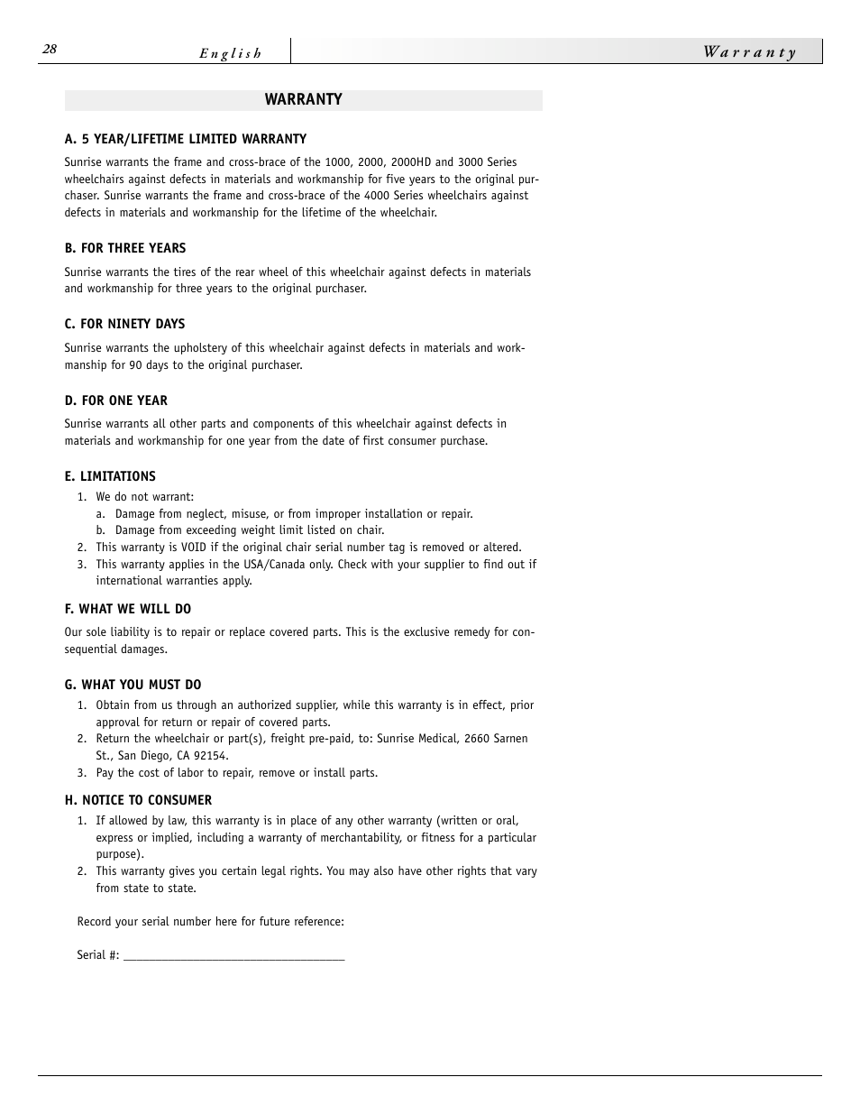 Sunrise Medical 2000 Series User Manual | Page 28 / 88