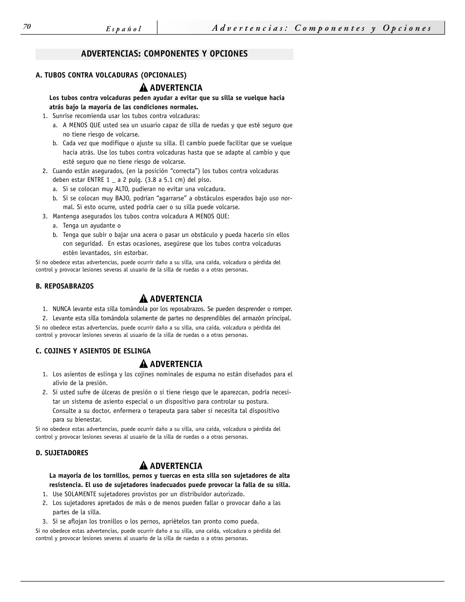 Sunrise Medical 2000 Series User Manual | Page 70 / 88