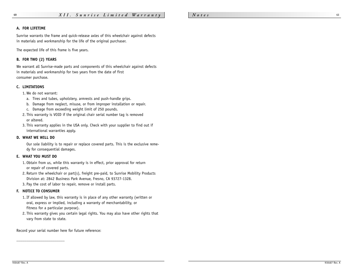 Sunrise Medical Quickie Ti Titanium User Manual | Page 21 / 23